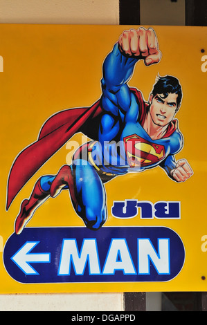 Superman wc signage (Tailandia) Foto Stock