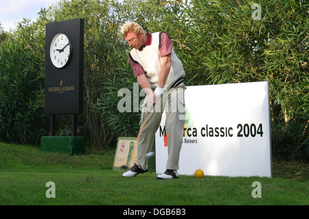 Boris Becker per giocare a golf in Maiorca la Pula Golf, Spagna Foto Stock