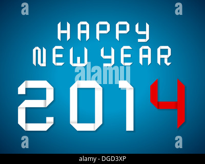 Felice anno nuovo 2014 testo formato da lettere di origami. Foto Stock