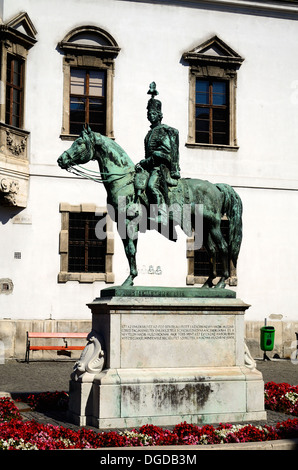 Andras Hadik statua del XVIII secolo conteggio ungherese in Varhegy Buda Castle Hill Budapest Ungheria Europa Foto Stock