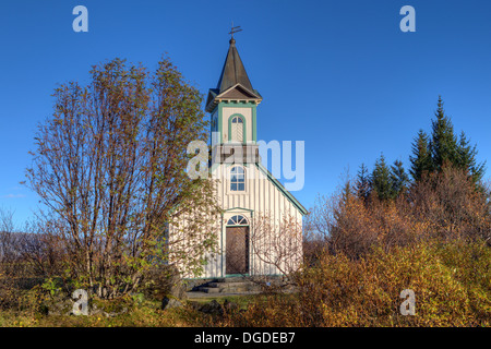 Chiesa a Thingvellir, Islanda Foto Stock