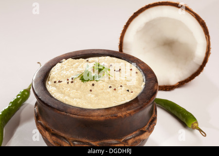 Il chutney è un popolare piatto di lato da sud la cucina indiana & è un condimento speziato. Foto Stock