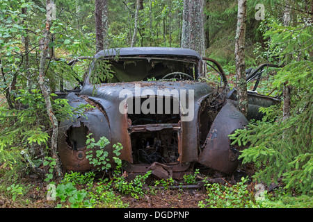 Scrapyard Kyrkö mosse, Ryd, Tingsryd, Provinz Kronobergs län, Svezia, Europa Foto Stock