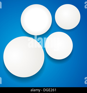 White 3d cerchi su uno sfondo blu Foto Stock