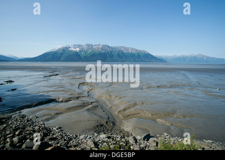 Le zone umide in rotta per Whittier da Anchorage Foto Stock