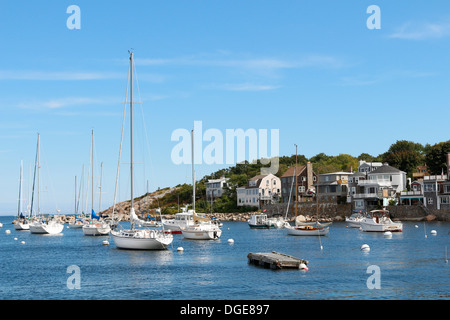 Barche al di ancoraggio nel porto di Rockport, Massachusetts Foto Stock