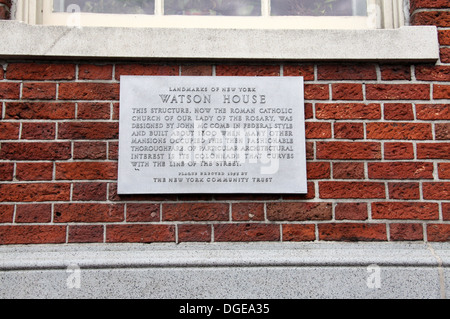 Watson House placca in New York Foto Stock