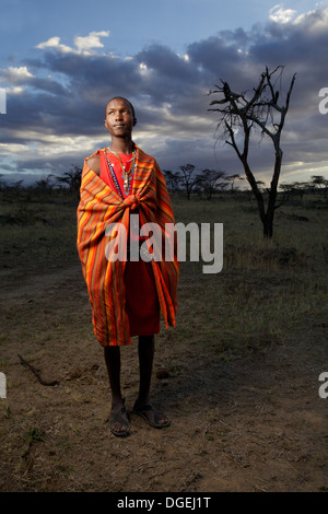 Maasai uomo ritratto, Mara regione, Kenya Foto Stock