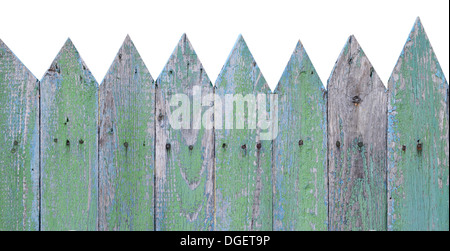 Vecchia staccionata in legno isolato su sfondo bianco Foto Stock