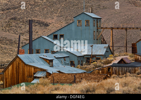 Timbro Miniera di mulino, Bodie State Historic Park, Mono County, California Foto Stock