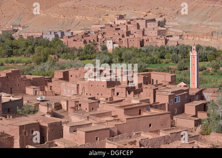 Ksar, città fortificata, la strada delle Casbah, Ounila-Tal, vicino Aït-Ben-Haddou, Souss-Massa-regione Draâ, Marocco Foto Stock