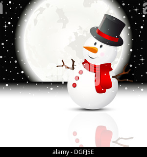 Immagine del pupazzo di neve e lo sfondo della luna Foto Stock