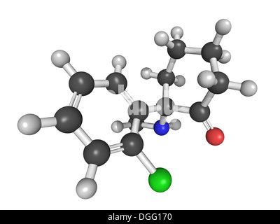 Struttura chimica della ketamina, un farmaco anestetico con rapida proprietà antidepressive Foto Stock