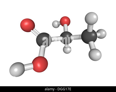 Struttura chimica di un acido lattico (latte acido L-lattico) molecola Foto Stock