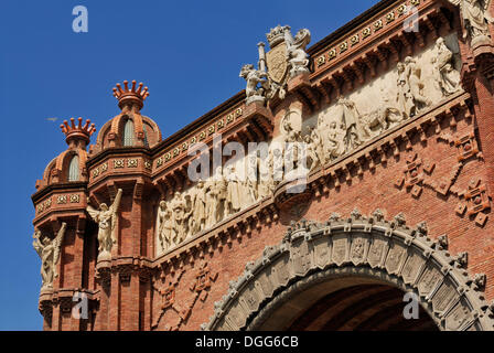 Arc de Triomf, arco trionfale, Barcellona, in Catalogna, Spagna Foto Stock