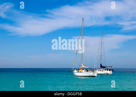 Due Sail yacht ancorati a fianco a fianco Foto Stock