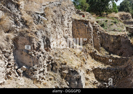 Antico sito archeologico di Troia, Truva, Canakkale, Marmara, Turchia occidentale, Turchia, Asia Foto Stock