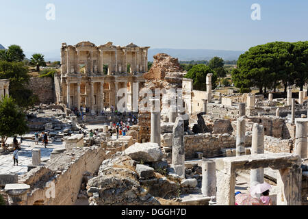 Biblioteca di Celso, Efeso, Ephesos, Efes, Sito Patrimonio Mondiale dell'UNESCO, Iszmir, Turchia egea, Turchia occidentale, Turchia, Asia Foto Stock