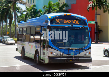 Miami Beach Florida, Washington Avenue, South Beach Local, Miami Dade Transit Metrobus, guardando FL130813003 Foto Stock