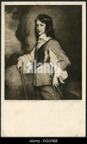 Cartolina d'epoca tedesca. Guglielmo i, principe d'arancio di Anthony van Dyck. Foto Stock