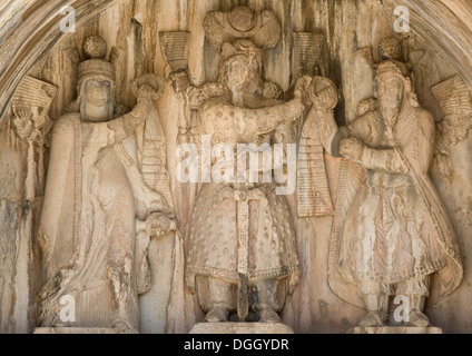 Sassanian bassorilievi a Taq-e Bostan, Kermanshah, Iran Foto Stock