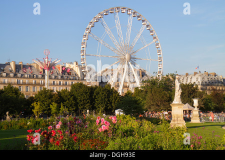 Parigi Francia,8° arrondissement,Giardino delle Tuileries,Jardin des Tuileries,parco,ruota panoramica,la Grande Roue,edifici Haussmann,France130815104 Foto Stock