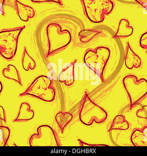 Sfondo senza giunture - Spazzola-verniciato cuori. Foto Stock