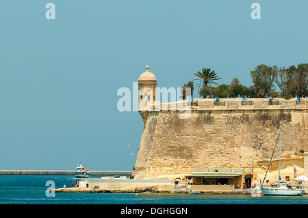 Torre di avvistamento sulla Fort St Michael, Senglea, Malta Foto Stock