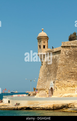 Torre di avvistamento sulla Fort St Michael, Senglea, Malta Foto Stock