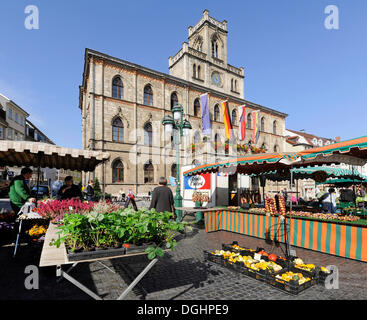 Marktplatz square e il Municipio, Weimar, Turingia, Germania Foto Stock