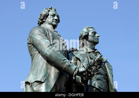 Monumento Goethe-Schiller, Weimar, Turingia, Germania Foto Stock