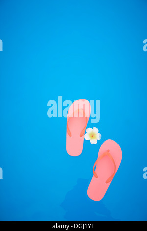 Red flip flop in acqua Foto Stock