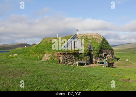 Sænautasel, casa di tappeti erbosi, Joekuldalsheiði, Islanda, Europa Foto Stock