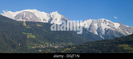 Mont Blanc e cupole de Miage da Passy, Alta Savoia, Francia. Foto Stock