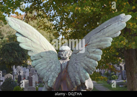 Angelo in un cimitero alberato affacciato sul cimitero Foto Stock