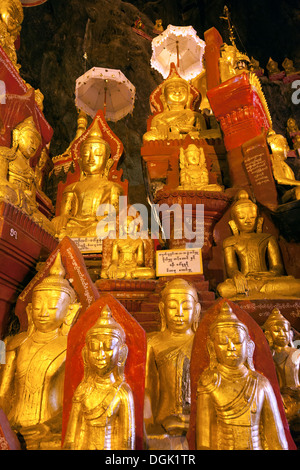 Il buddista fantastiche grotte di Pindaya in Myanmar. Foto Stock