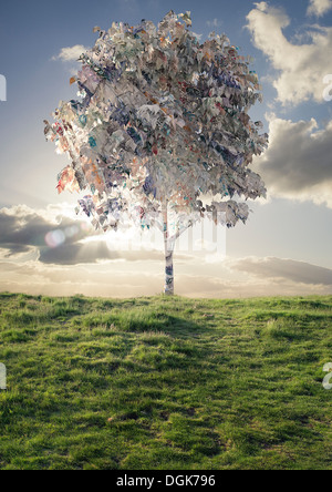 Modello di albero con British banconote fogliame Foto Stock