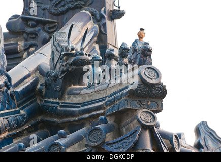 Dettagli del tetto nel tempio taoista di cielo, Pechino, Cina Foto Stock