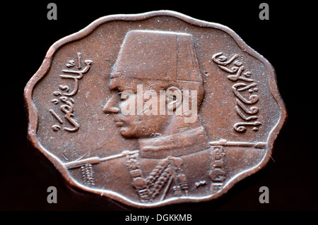 L'Egitto 10 Milliemes Farouk 1943 coin Foto Stock