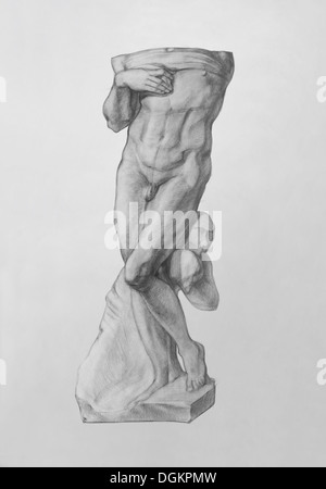 Il Schiavo Morente è una scultura di Rinascimento italiano artista Michelangelo. Si tratta di un disegno a matita Foto Stock