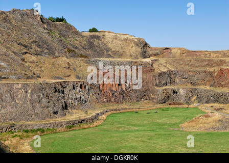 Abbandonata cava di basalto 'vecchia cava, Halswell in Christchurch, Isola del Sud, Nuova Zelanda Foto Stock