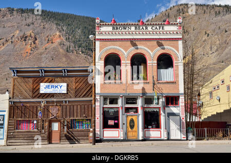 Edifici storici, argento città mineraria di Silverton, Colorado, STATI UNITI D'AMERICA Foto Stock