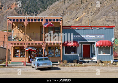 Edifici storici, argento città mineraria di Silverton, Colorado, STATI UNITI D'AMERICA Foto Stock