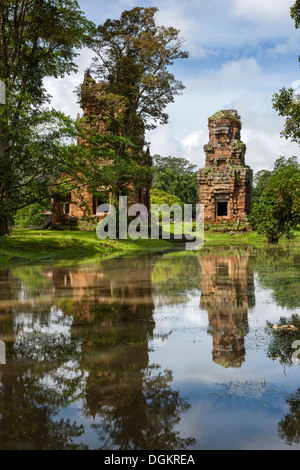 Vista di Prasat Suor Prat a Angkor Thom. Foto Stock