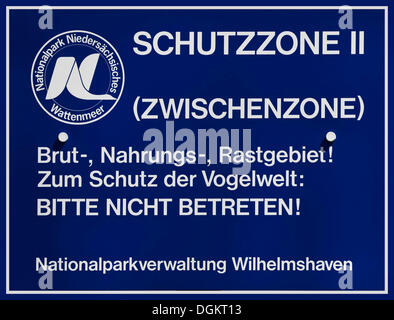 Segno, Schutzzone II, zona II, zona intermedia, incrociando, alimentando, luogo di riposo! Per proteggere il mondo degli uccelli: Si prega di non Foto Stock