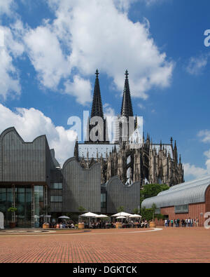 Il Modernismo e la storia, il Museo Ludwig e la Cattedrale di Colonia, Colonia, nella Renania settentrionale-Vestfalia Foto Stock