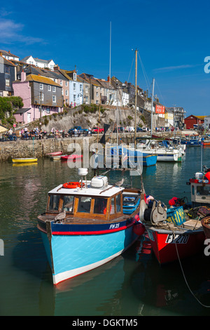 In legno antico barche da pesca nel porto. Foto Stock