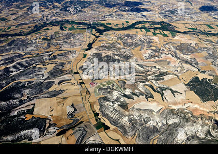 Vista aerea, castigliano campagna, Soria, Castiglia e León, Spagna Foto Stock