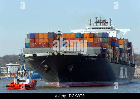 NYK Venus, contenitore di nave dalla NYK Lines cantiere, Hamburg, Amburgo, Amburgo, Germania Foto Stock