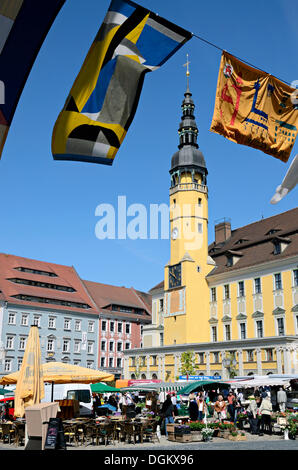 Rathhausmarkt sqaure, Bautzen, Bassa Sassonia, Germania Foto Stock